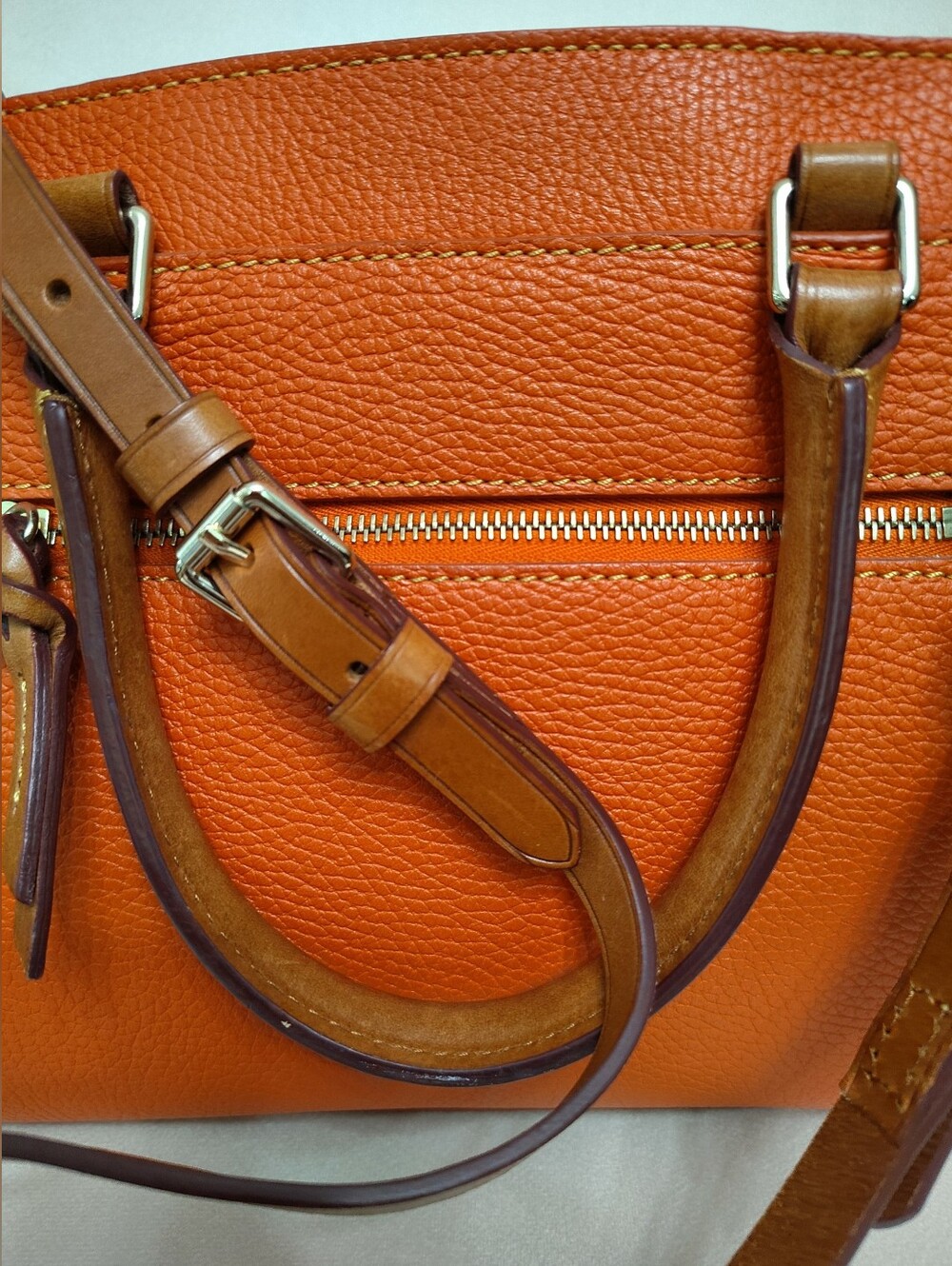 Dooney&Bourke Orange Pebble Grain Leather Blair Bag Satchel EUC - Picture 4 of 16